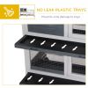 Wooden Rabbit Hutch Elevated Pet House Bunny Cage Small Animal Habitat with Slide-out Tray Lockable Door Openable Top for Indoor 58" x 18" x 35" Grey