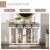 47in Dog Crate Furniture with Divider Panel, Wooden Dog Kennel TV Stand for Large Breeds, Pet House Side Table for 2 Small Breeds with 2 Rooms Design