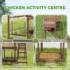 Wooden Chicken Activity Play Set with Perch, Swing, Ladder, Platforms, Feeder Storage, Coffee
