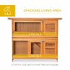 2 Tier Elevated Wooden Rabbit Hutch Bunny House Small Animal Cage 47"L x 19"W x 39"H w/ Sliding-Out Tray