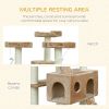 71-Inch Cat Tree Furniture Pet Tower House with Scratch Post and Condo, Beige