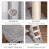 47" Tall Cat Tree Tower with Condo, Ladder, Scratching Posts and Hanging Ball, Light Grey