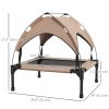 Raised Dog Bed Cooling Dog Cot w/ Canopy Washable Breathable Mesh, for Small and Medium Dogs, Coffee