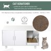 Cat Litter Box Enclosure, Hidden Litter Box Furniture, Cat House End Table Washroom with Scratching Pad, for Indoor Cats Kittens, White