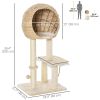 39" H Cat Tree with Sisal Scratching Post, Condo, Plush Perch, Hanging Rope and Hanging Ball, Beige