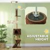 89"-104" Floor to Ceiling Cat Tree with Scratching Post, Cat House, 3-Steps, Hanging Ball, Perches, Anti-tip Kit, Brown