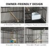 65" Birdcage for Canaries, Lovebirds Finches, Budgie Cage with Wheels, Black