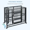 37" Heavy Duty Dog Crate, Foldable Dog Cage on Wheels with Double Locks, Removable Tray, Openable Top, Double Doors, Indoor Outdoor Use