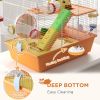 3 Tiers Hamster Cage for Gerbil, Dwarf Hamster with Tunnels, Water Bottle, Exercise Wheel, 18" x 11" x 15" - Orange