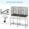 64" Extra Large Bird Cage, Rolling Metal Parrot Cage, Bird House with Detachable Rolling Stand, Storage Shelf, Wood Perch, Food Container