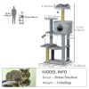 54" Cat Tree for Larger Cats Adult with Hammock, Tal Cat Tree Tower with Scratching Post, Condo, Platforms, Play Balls for Indoor Cats, Grey
