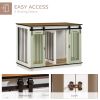 47in Dog Crate Furniture with Divider Panel, Wooden Dog Kennel TV Stand for Large Breeds, Pet House Side Table for 2 Small Breeds with 2 Rooms Design