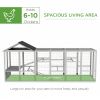 142" Outdoor Wooden Chicken Coop with Run, Ramps, Perches, Storage, Combinable Design for 6 - 10 Chickens, Grey