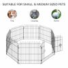 24inch 8-Panel Dog Playpen Octagon Pet Exercise Playpen Crate Foldable Dog Cage Pen Puppy Kennel, Black