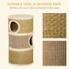Cat Condo 3 Story Three Holes with Sisal Seaweed Scratching Cover Surface, Cat Tower for Indoor Cats, 15" x 28", Khaki and Brown
