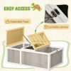 Wooden Tortoise Habitat with Openable Top, Run Cage, Two Rooms, Grey