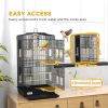 36" Bird Cage with Accessories, Handle, Mesh Cover, Tray, Black