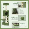47" Tall Cat Tree Tower with Condo, Ladder, Scratching Posts and Hanging Ball, Green
