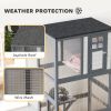 74" Wooden Outdoor Cat House Weatherproof & Wheeled with High Weight Capacity, Kitten Cage Condo, Light Grey