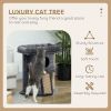 Cat Tree, Small Cat Tower with Perch, Scratching Post, Cat Condo, Toy Ball for Kitty, Indoor Use, Dark Grey