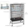 63" Bird Cage w/ Open Top for Budgies, Cockatiels, Lovebirds Finches, Stand, Toys, Removable Tray, Storage Shelf
