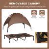 Elevated Dog Bed with Canopy, Portable Raised Dog Cot for XL Sized Dogs, Indoor & Outdoor, 48" x 36" x 43", Coffee