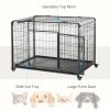 Folding Dog Crate Heavy Duty Cage for Extra Large Sized Dogs with Double Doors, Lockable Wheels Tray, 49" x 30" x 32"
