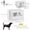 31" Dog Crate Furniture End Table with Three Doors for Small Dogs, White
