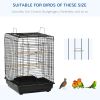 23" Bird Cage Flight Parrot House Cockatiels Playpen with Open Play Top and Feeding Bowl Perch Pet Furniture Black