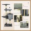 46Inch Scratching Cat Tree, Multi Level Cat Tower for Large Cats Adult with Toys and Condo, Grey