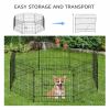 24inch 8-Panel Dog Playpen Octagon Pet Exercise Playpen Crate Foldable Dog Cage Pen Puppy Kennel, Black