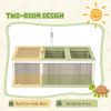 Wooden Tortoise Habitat with Openable Top, Run Cage, Two Rooms, Grey