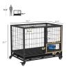 36" Heavy Duty Dog Kennel w/ Bowl Holder, Wheels, Openable Top, Removable Tray for Medium & Large Dogs, Black