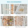 71" Bird Cage with Wheels Perches, Ramp, Storage Shelf, Toys for Canaries, Finches, Cockatiels, Parakeets, White