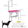 Foldable Grooming Table for Dogs with Height Adjustable Grooming Arm, Storage Shelf, Pink