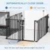 Dog Safety Gate 8-Panel Playpen Fireplace Christmas Tree Steel Fence Stair Barrier Room Divider Black