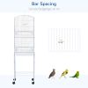 62" Rolling Bird Cage Cockatoo House Play Top Finch Pet Supply with Storage Shelf, Wheels - White