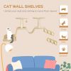 3pc Cat Wall Shelves w/ Scratching Post, Perches, Ladder, Steps & Scratching Board, Beige