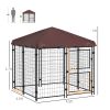 4.6' x 4.6' x 5' Dog Kennel Outdoor with Waterproof Canopy, Large Door