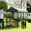Outdoor Dog Kennel with Rotating Bowl Holders, Pet Playpen with Waterproof Cover, 8' x 4' x 6', Green