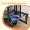 36" Heavy Duty Dog Kennel w/ Bowl Holder, Wheels, Openable Top, Removable Tray for Medium & Large Dogs, Black