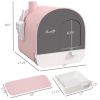 Cat Litter Box with Lid with Scoop and Filter, Pink