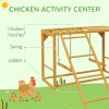 PawHut Wooden Chicken Coop Accessory, Activity Play with Swing Set, Multiple Perches, Hen Ladder, Yellow Poultry Care