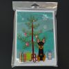 Merry Christmas Tree English Toy Terrier Greeting Cards Pack of 8 Blank Cards with Envelopes Whimsical A7 Size 5x7