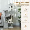 53" Cat Tree Scratching Large Kitten Play House Multi-Level Activity Center Pet Furniture, Grey