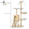 53" Cat Tree Tower, Kitten Activity Centre with Scratching Posts, Condo, Perches, Ladder, Hammock, Dangling Toys, Beige