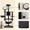 60" Multi-Level Plush Cat Tree, Tall Cat Tower with Scratching Posts and 2 Hammocks, Dark Grey