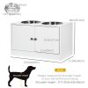 Elevated Dog Bowls for Large Dogs Pet Feeding Station with Stand, Storage, 2 Stainless Steel Food and Water Bowls, White, 23.6" x 11.8" x 14"