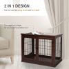 26" Wooden Dog Cage with Double Door Entrance & Simple Modern Design, Brown