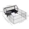 Metal Small Animal Cage, Rabbit Cage for Guinea Pig Chinchilla Hedgehog Bunny with Removable Wheels and Foldable Detachable Run Fence